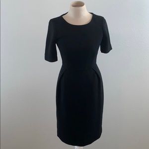 J. Crew Black Crepe Short Sleeve Sheath Dress
